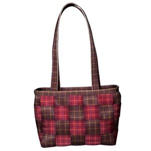 Harveys Original Seatbelt Bag Handbag Purse Tote Tartan Plaid Red Brown Check